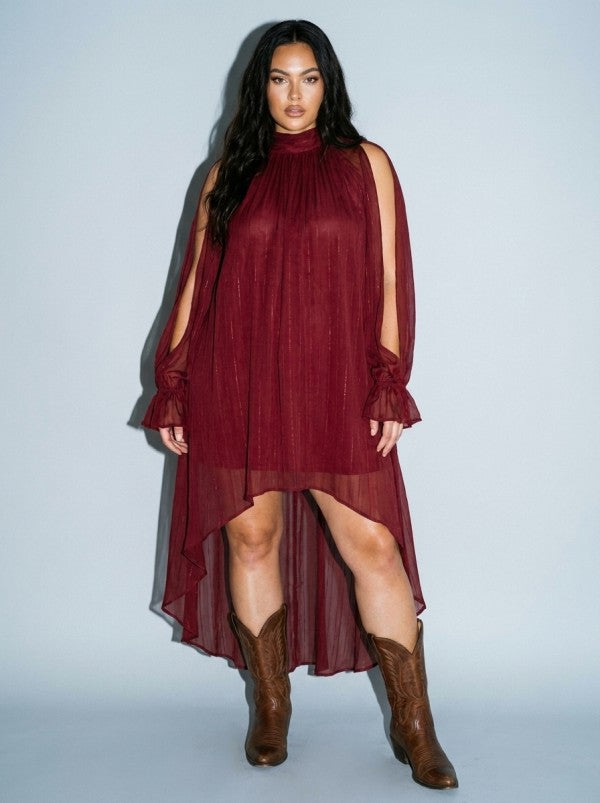 PLUS LUREX SHIMMER HIGH LOW DRESS