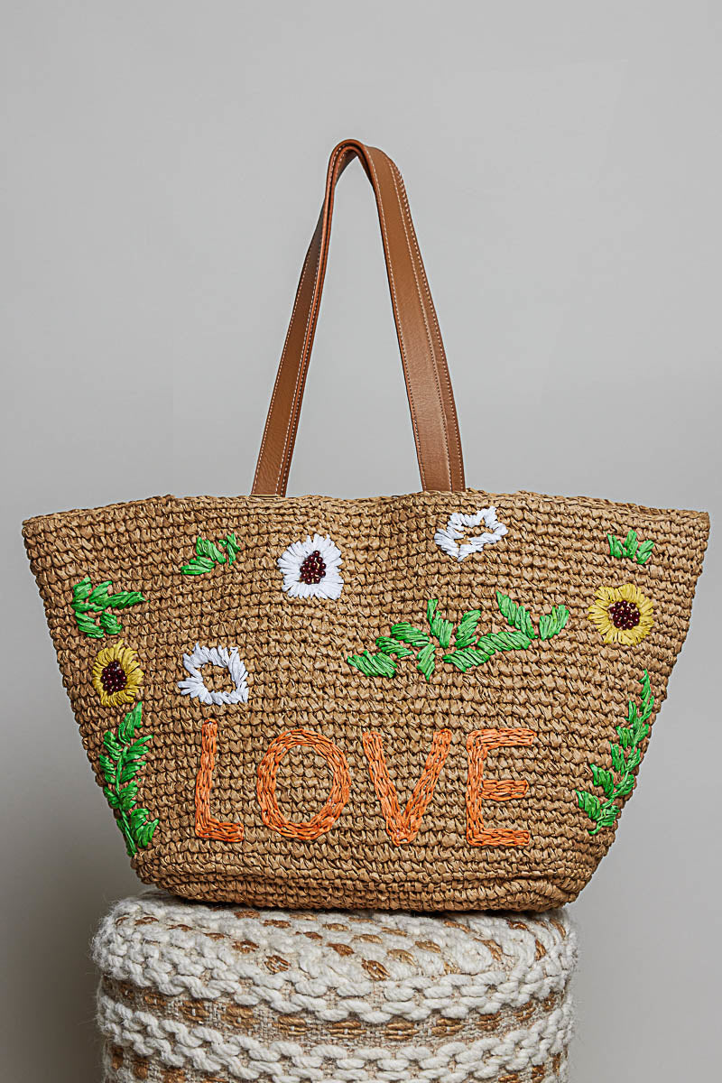 WOVEN STRAW TOTE BAG