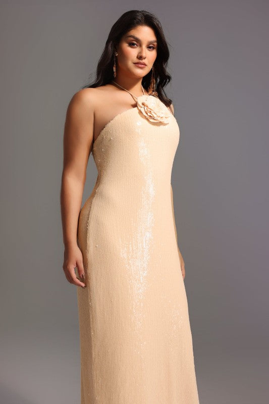 LALEY FLORAL HALTER NECK DRESS