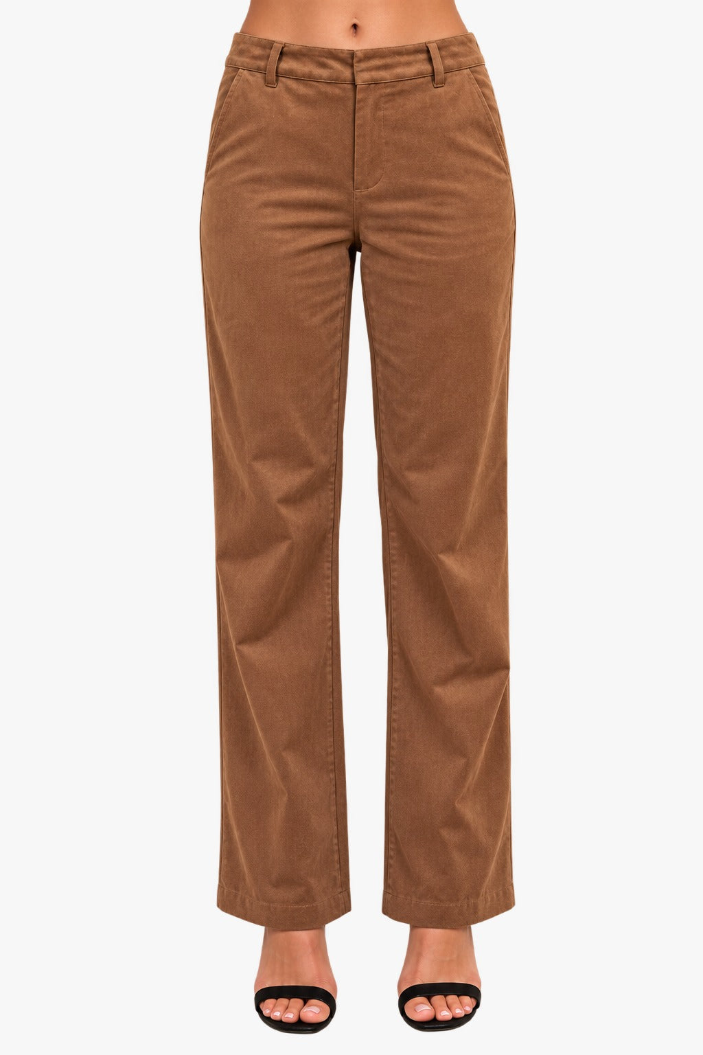 STRAIGHT LEG SUEDE PANTS