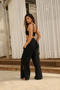 PANTS WITH SIDE CROCHET AND SLIT OPENING BLACK