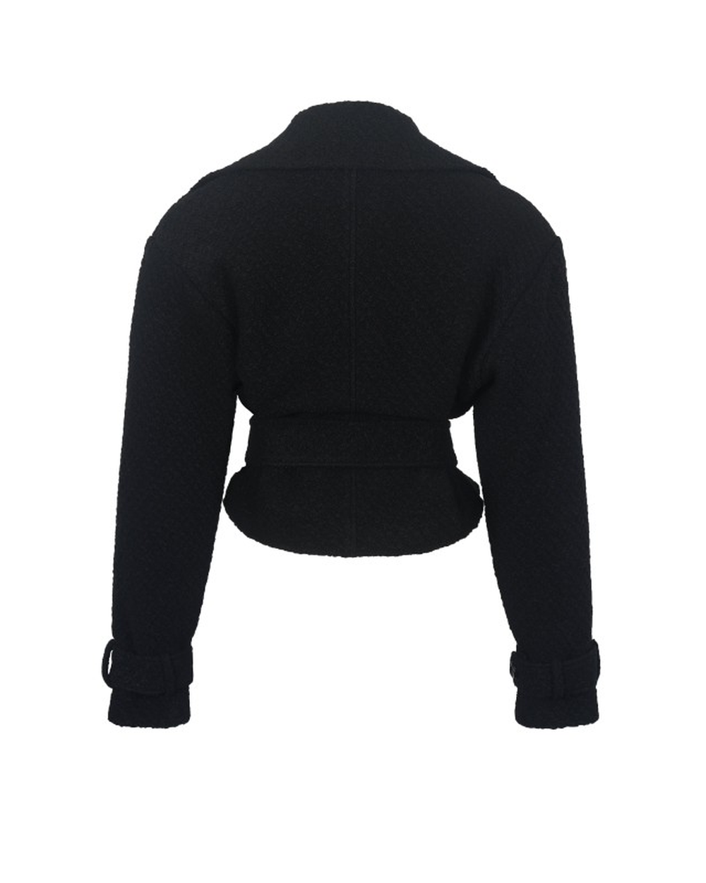 DARA BLACK WOOL BLEND CROPPED DOUBLE-BREASTED BELTED COAT