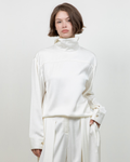 IVORY SOFT WOVEN BLOUSE WITH BACK ACCENT DETAIL