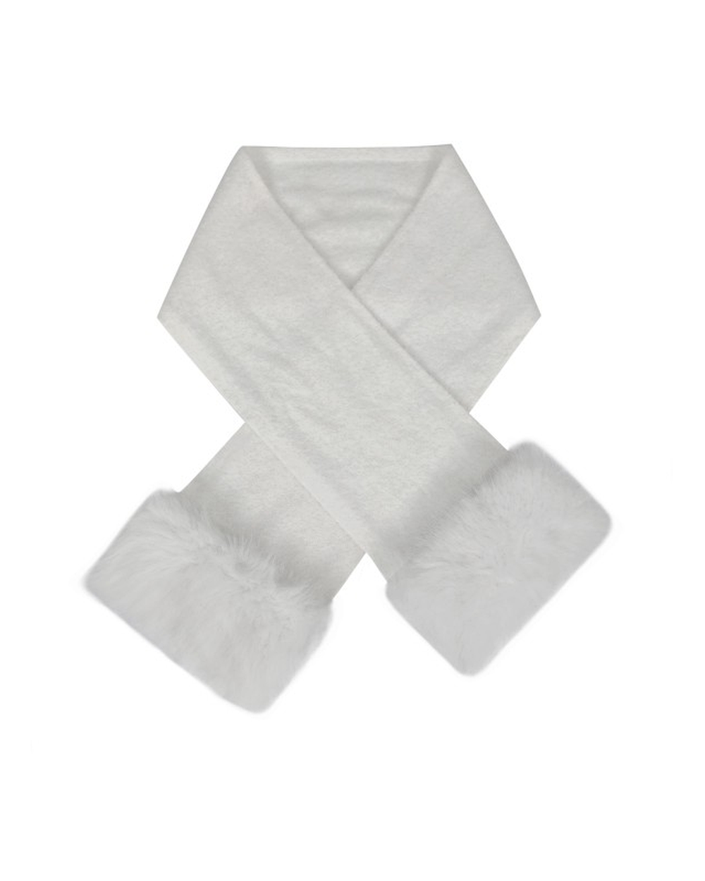 SELMA WHITE WOOL-BLEND RIBBED KNIT SCARF