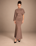 DRAPED OPEN BACK RUCHED MAXI DRESS