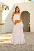 FLOWY FRAYED SKIRT WHITE