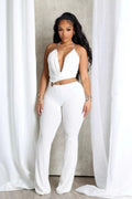 HALTER CUTOUT JUMPSUIT WHITE