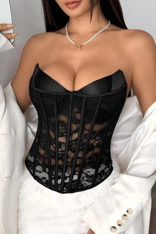 LACE PATCHWORK STRAPLESS BANDEAU