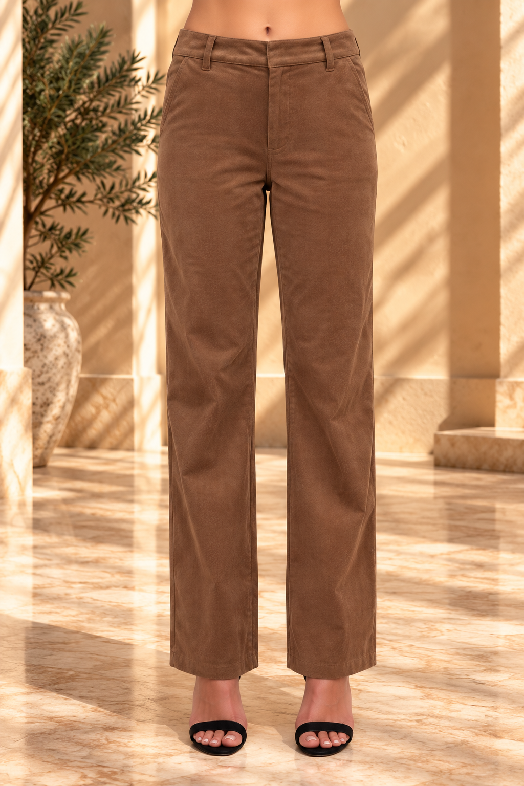 STRAIGHT LEG SUEDE PANTS