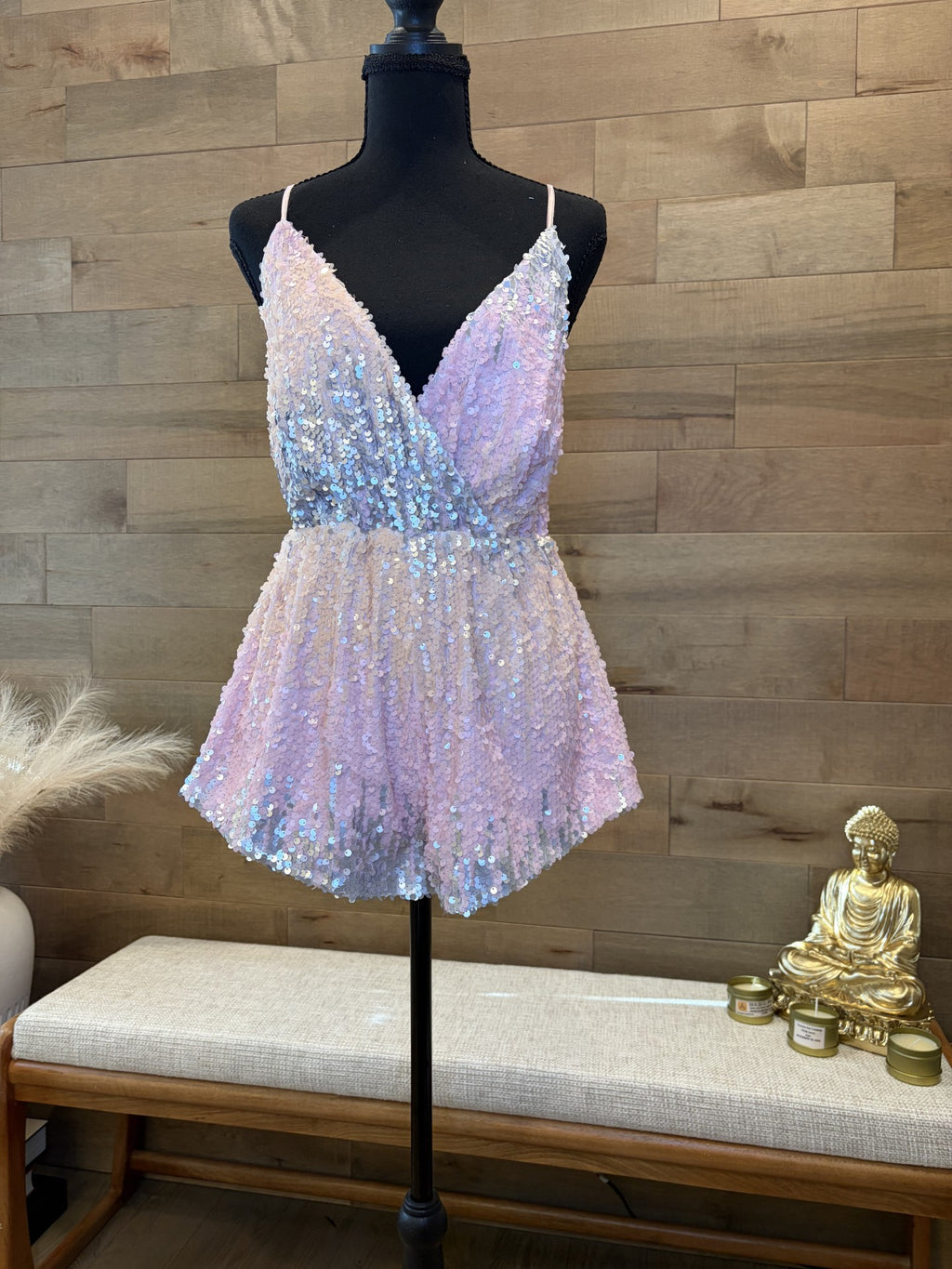 PINK SEQUIN ROMPER
