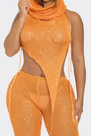 SCARF, TOP AND MATCHING BOTTOMS SET