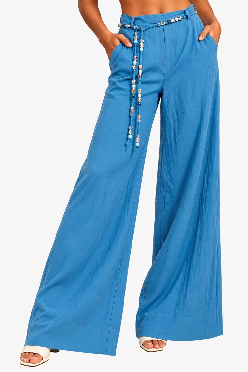 TROUSERS WITH BEADED BELT