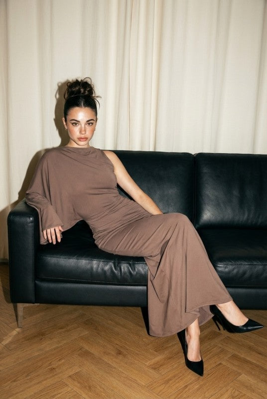 DRAPED OPEN BACK RUCHED MAXI DRESS