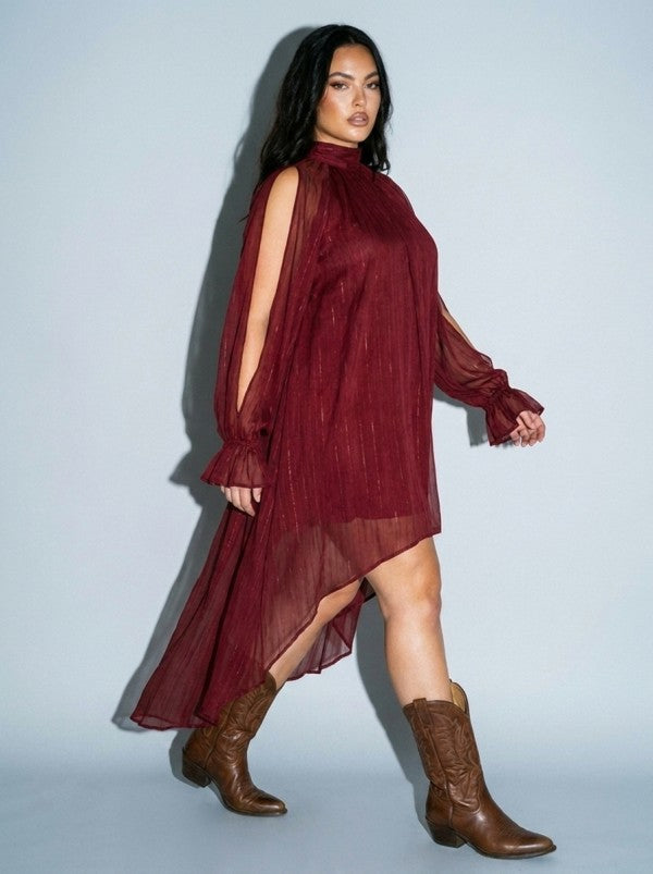 PLUS LUREX SHIMMER HIGH LOW DRESS